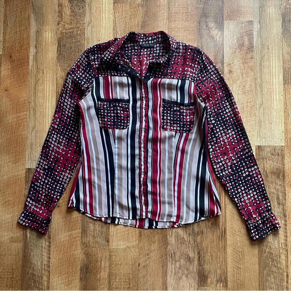 Polka Dot‎ and Stripe Blouse - Red and Black